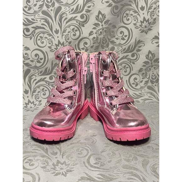 SO® Paisleigh Toddler Girls’ Pink Metallic Combat Boots – Size 6 - Picture 4 of 4